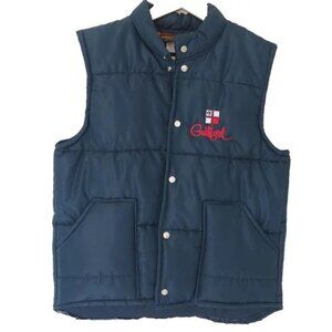 Vintage Pla-Jac by Dunbrook Sz Small Vest Puffer Navy Snap